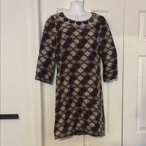 Tory Burch Purple and Tan Sheath Dress with Peter Pan Collar